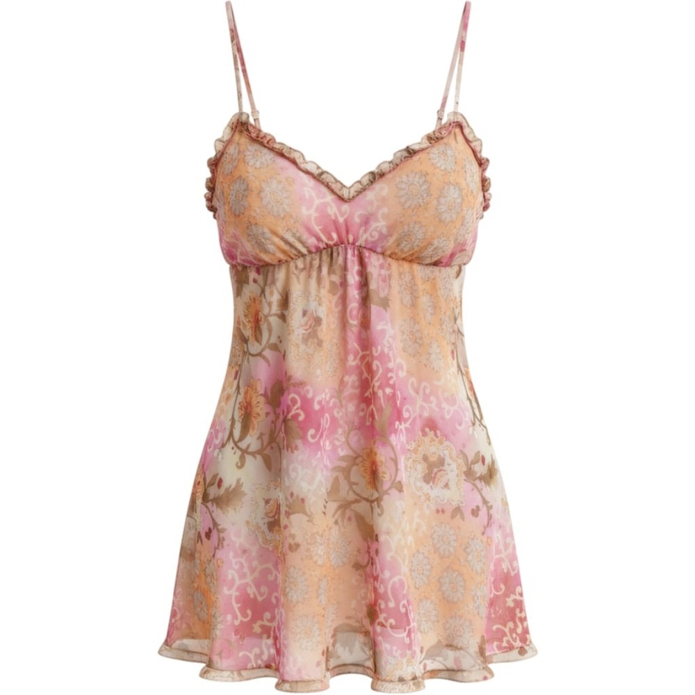 Y2K Vintage Victoria's Secret Floral Sheer Babydoll Fairycore Lingerie XS